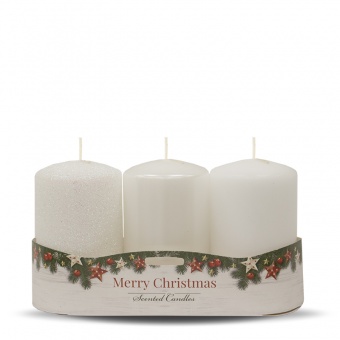 Pl baltas Kalėdinis žvakė 3-jų pakuočių voleliu