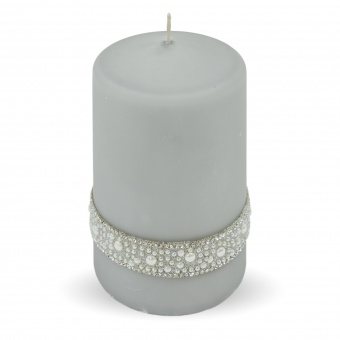 Pl pilkos spalvos perlų kristalinis žvakės ritinys Medium fi8