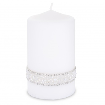 Pl baltos perlų žvakės kristalo cilindras Medium fi8