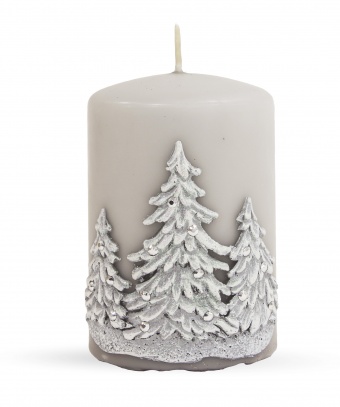 Pilkas žiemos žvakių medinis volelis mažas
