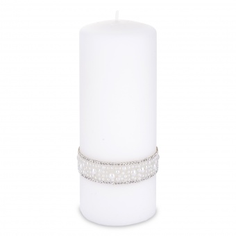 Pl baltos perlų žvakės kristalinis volas didelis