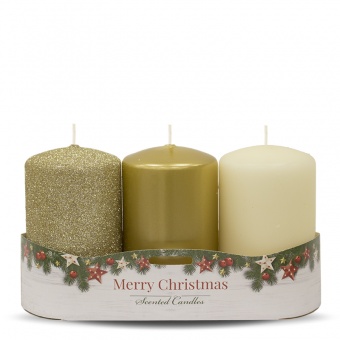Pl auksinė Kalėdinė žvakė 3-jų pakuočių voleliu