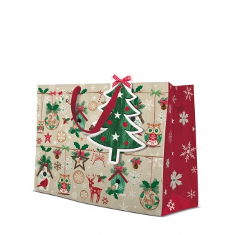 Pl krepšys kaimiškas kalėdinis horizontalus