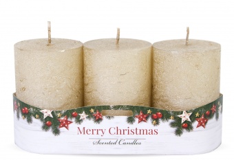 Pl auksinės žvakės kaimiškas kalėdinis 3 pakuočių cilindras