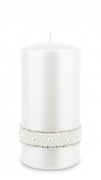 Pl Žvakidinis kristalas, opalinis perlų cilindras, vidutiniškai baltas