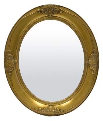 Auksinis ovalus veidrodis