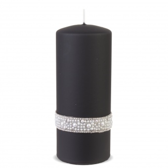 Pl juodas perlų žvakių krištolo didelis cilindras